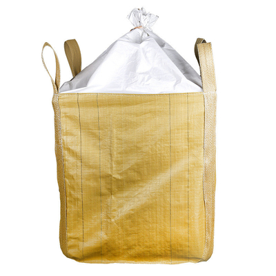أربع عروات معلقة غطاء تنورة Fibc Bulk Bags Flat Bottom 100٪ Pp